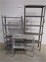 Metal shelving x 2 - one is 30"w x 12"d x 57"h,