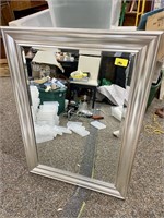 Large Silver Beveled Glass Mirror