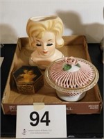 Napco 1962 lady head vase, 6.5" -