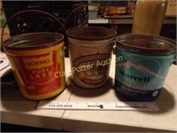 3 Vintage Lard Tin Buckets