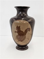 POTTERY VASE WITH SQUIRREL 17" TALL