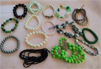 15 vtg ASSORTED BRACELETS, BEADS- PEARLS -