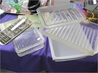 refridgerator ice tray, GE dish, glass trays +++