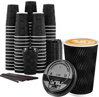 Lamosi 16oz Coffee Cups, Disposable Coffee Cups
