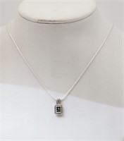 Black Diamond & White Diamond Pendant with Chain