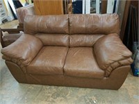 Light Brown Overstuffed Loveseat Couch W