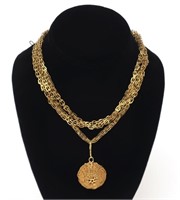 Rare Akan Gold Basketry Motif Necklace, XRF'd 16k+