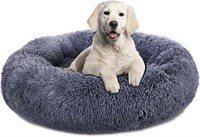 Plush Calming Dog Bed  Small 23 Dark Grey