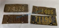 Grouping of 4 1940 's Colorado plates