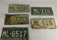 Group of 5 60 & 70's Colorado plates