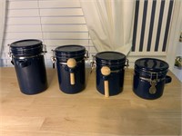4 DARK BLUE CANNISTERS
