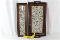 Antique Chinese Silk Embroidery Panel & Tray