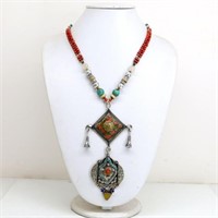 Tibet Natural Stone Tribal Queen Royal Necklace