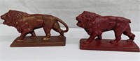 (2) Red Cast Iron Lion Bookends