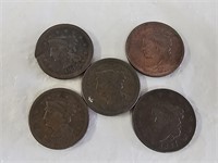 5 Large One Cent Coins