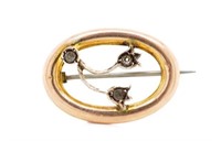 Art nouveau 9ct rose gold oval brooch
