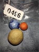 Large Clay Shooter, Bennington & Red Clay Marbles