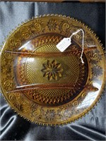 VTG Amber Indiana Glass Tiara Serving Platter