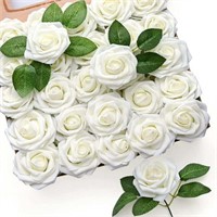Mocoosy 50Pcs Ivory White Artificial Foam Roses wi
