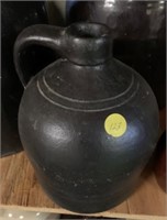 1 Gallon Brown Crock Jug With 2 Grooves