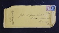 US Stamps 1860s Cover with 1 & 3 cent stamps on co