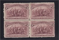 US Stamps #231 Mint No Gum block of 4 with inclusi