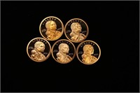 Proof Lot of 5x 2000-2004 Sacagawea Dollar Coins,