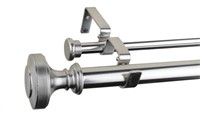 FURNISHLAND  BRUSHED STEEL DOUBLE CURTAIN ROD