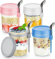 4 Pack Overnight Oats Containers  Lids  16 Oz