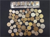 60 Foreign Coins & Bahamas Uncirculated 6 Coin Set