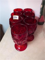 7 Moon and Stars ruby red goblets vintage