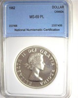 1962 Dollar NNC MS69 PL Canada