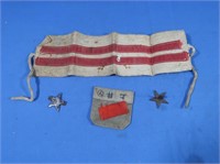 WWII Japanese Arm Band, Pocket Star, Red Silk