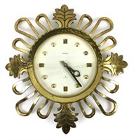 Semca Brass 15 Jewel Swiss Sunburst Wall Clock