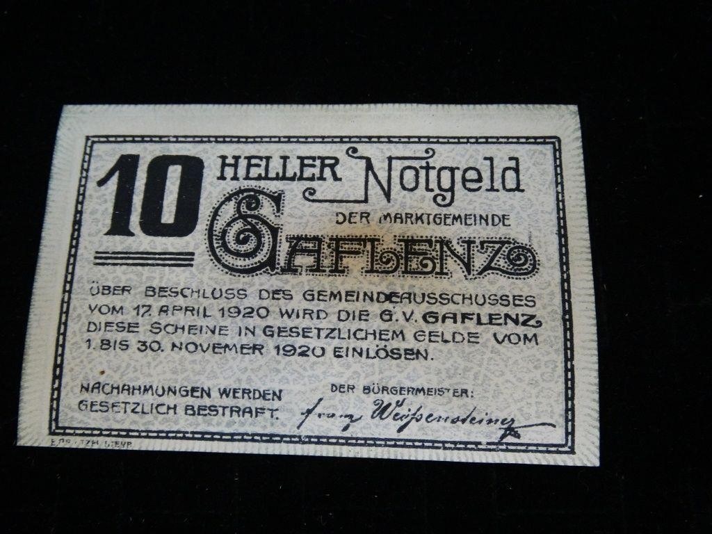 1920 Austrian Notgeld 10 Heller Bank Note