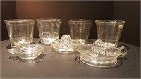 ASSORTMENT OF CLEAR DEPRESSION GLASS PIECES