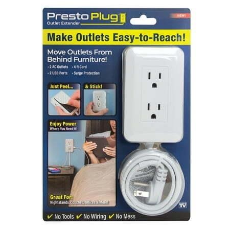 Presto Plug Extender 2 USB 2 AC 4ft Cord