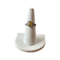 1.00ctw Fancy Yellow Diamond Halo Cushion Cut Ring