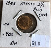 Mexican 2 1/2 Peso .900 Gold