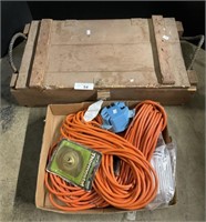 Hand Tools, Wooden Crate Box, Extension Cords.