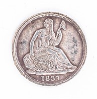 Coin 1837 No Stars Half Dime in Choice Fine