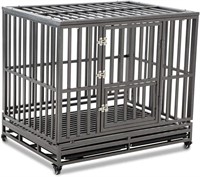 LUCKUP Heavy Duty Dog Cage 42 inch Black