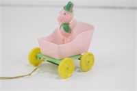 Rosbro Rosen Pink Chick in Wagon Easter Pull Toy