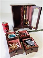 Taiwanese Wooden Mini Armoire Jewelry Box