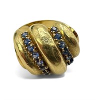 18K Yellow Gold Cocktail Ring w/ Sapphires