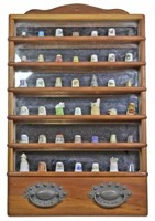 Vintage Thimble Collection W/ Mirrorback Wood Rack