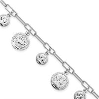 Sterling Silver Coin Charm Bracelet