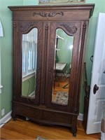 Antique Oak Two Door Wardrobe