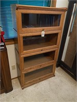 Oak Lawyer's Bookcase w/4 Shelves, Glass Front