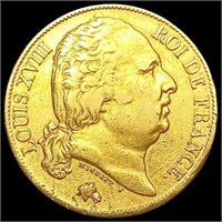 1818 France Gold 20 Francs 0.1867oz NEARLY